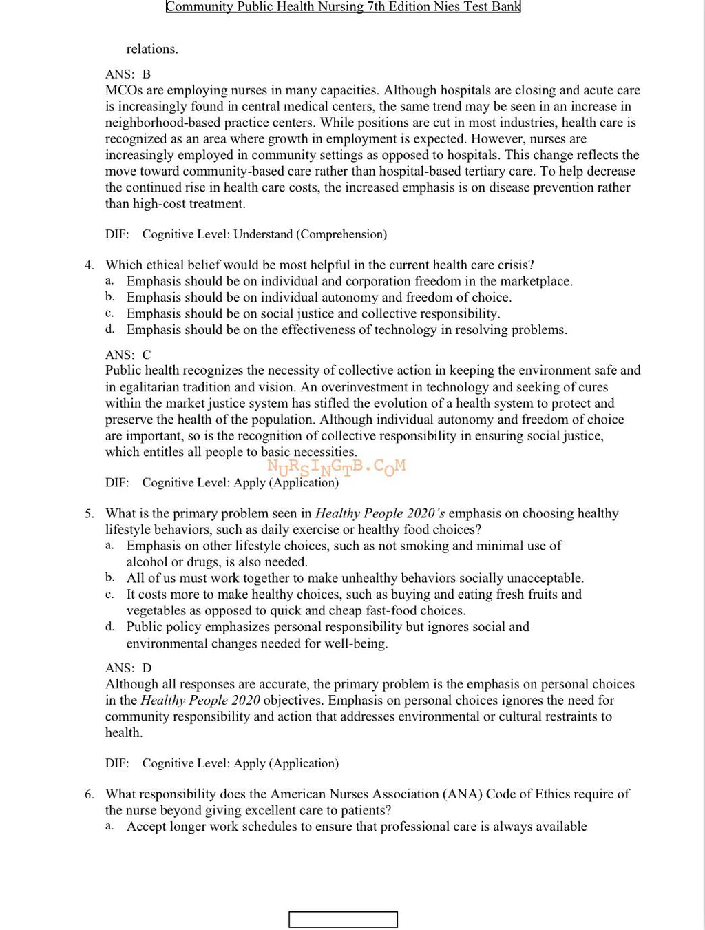 Community/Public Health Nursing: Promoting the Health of Populations 7th