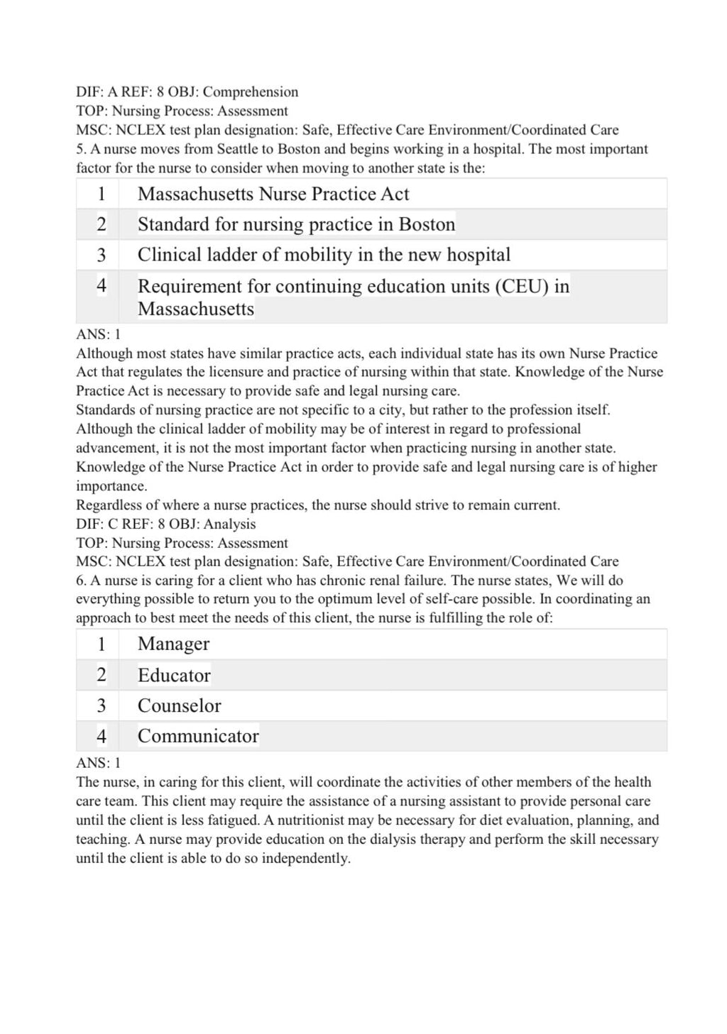 TEST BANK FOR FUNDAMENTALS OF NURSING 10TH EDITION PATRICIA A. POTTER ANNE GRIFFIN PERRY PATRICIA A.